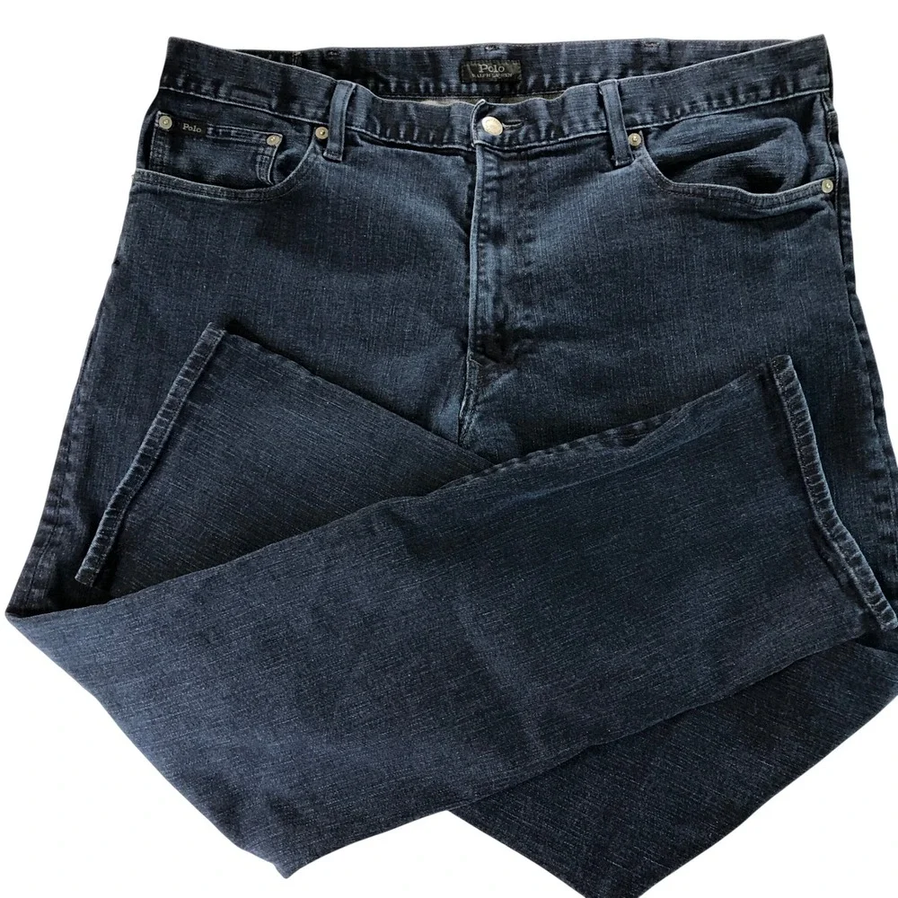 Polo Ralph Lauren Hampton Relaxed Straight Jeans Mens 40x32 Dark Blue Wash Denim